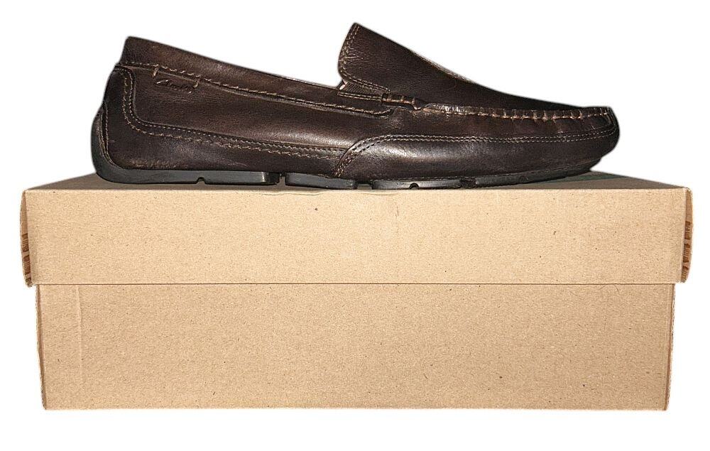 Clarks Ashmont Race Leather Smooth Brown Slip On Loafers Men’s 10
